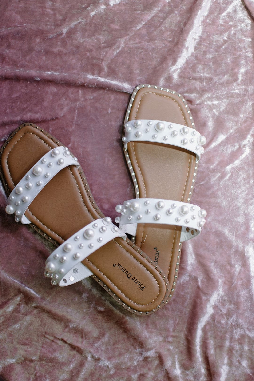White Pearl Slip On Sandals