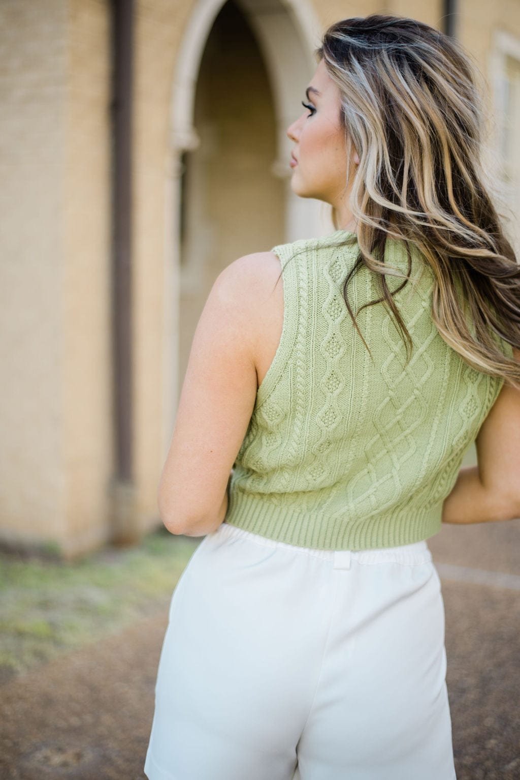 Lime Knit Sleeveless Crop Top