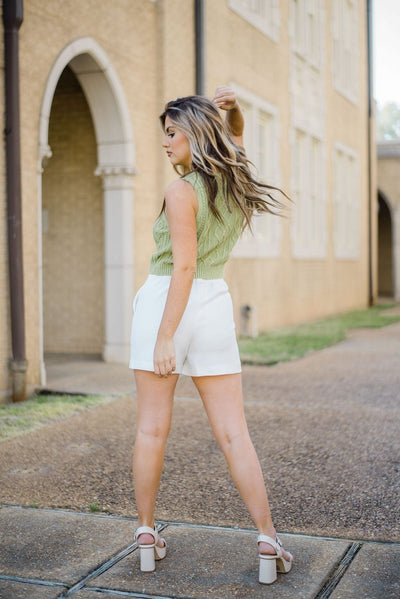Lime Knit Sleeveless Crop Top