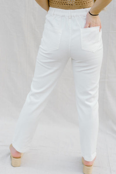 White Stretchy Utility Jeans