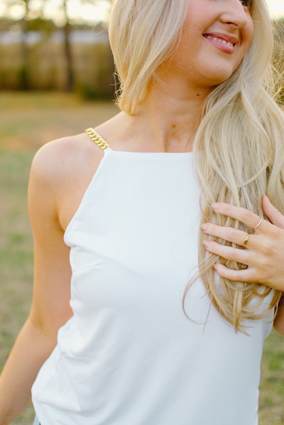 White Chain Link Tank Top