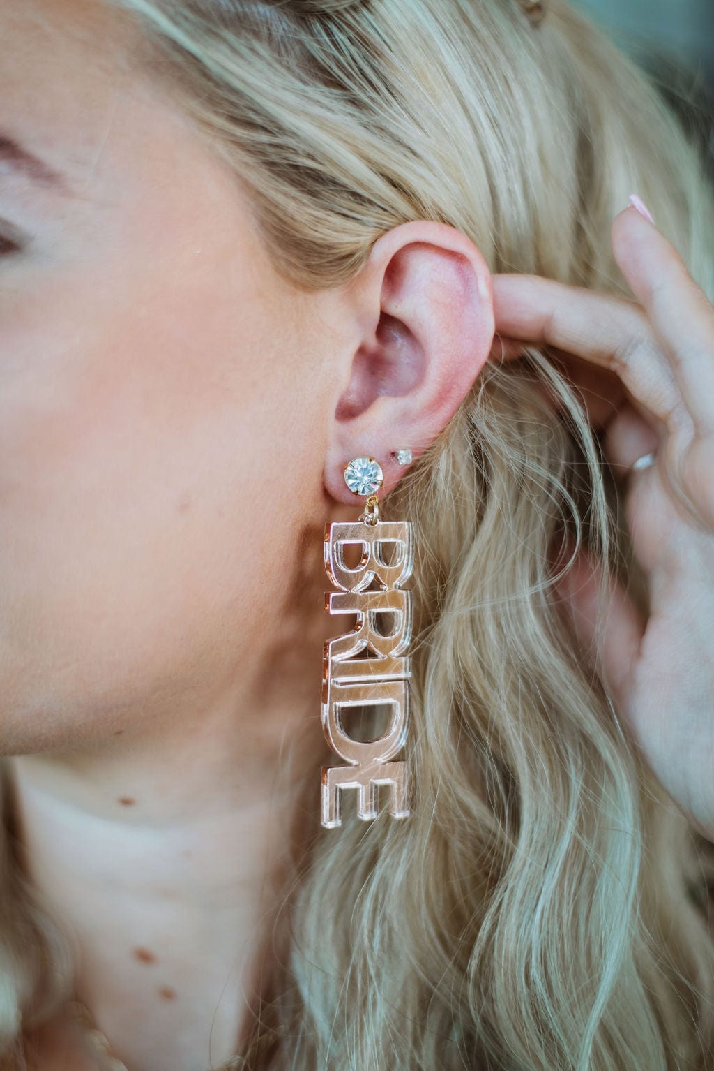Taylor Shaye Rose Gold Mirrored Bride Earrings