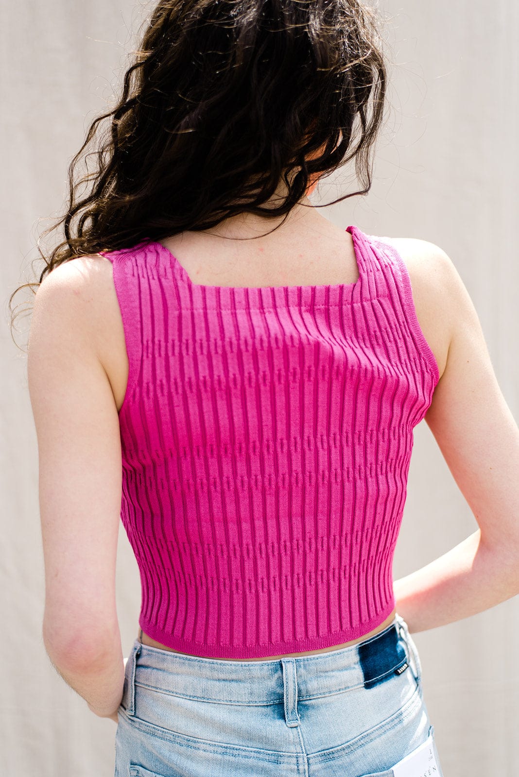 Hot Pink Square Neck Tank