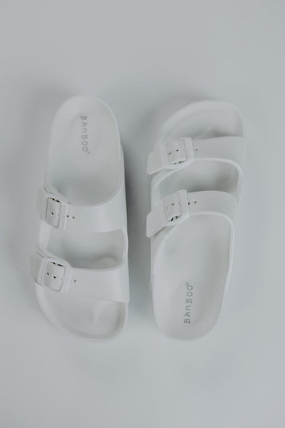 White Double Buckle Sandals