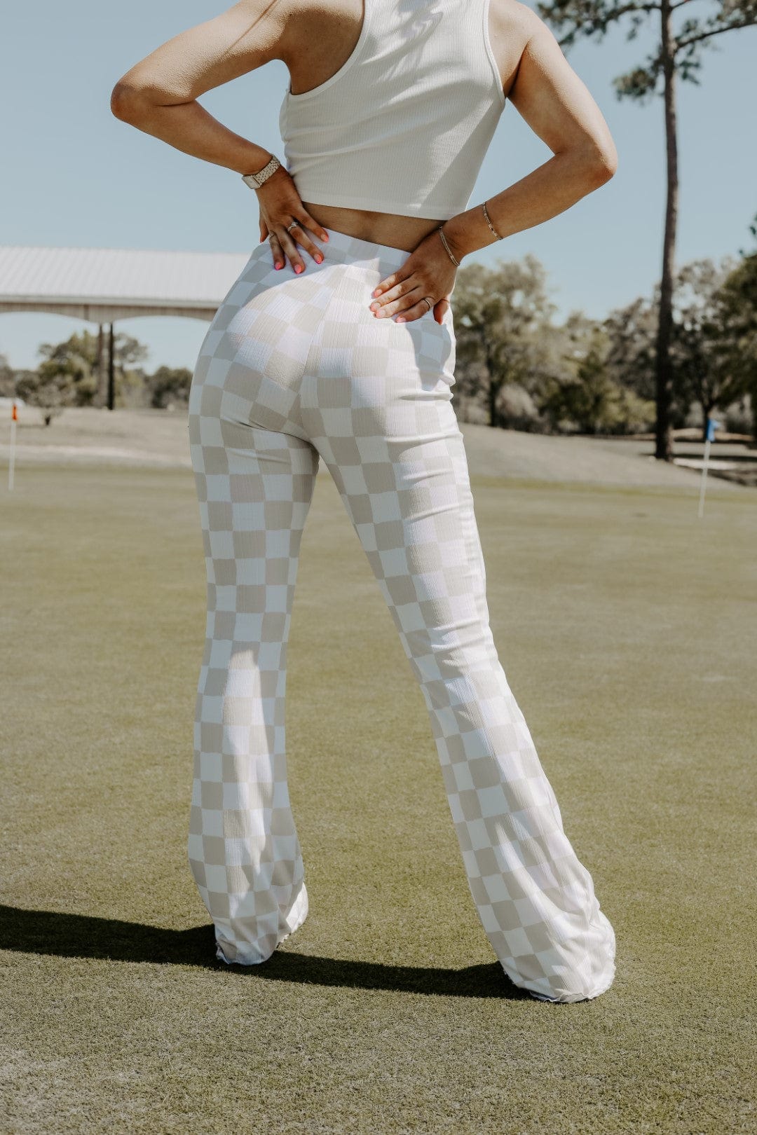 Tan & White Checker Pants