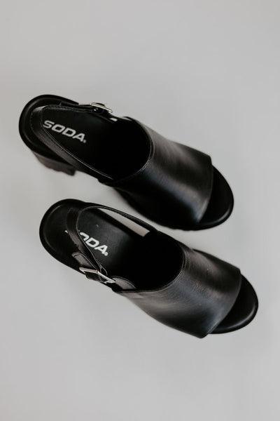 Black Open Toe Platform Heels