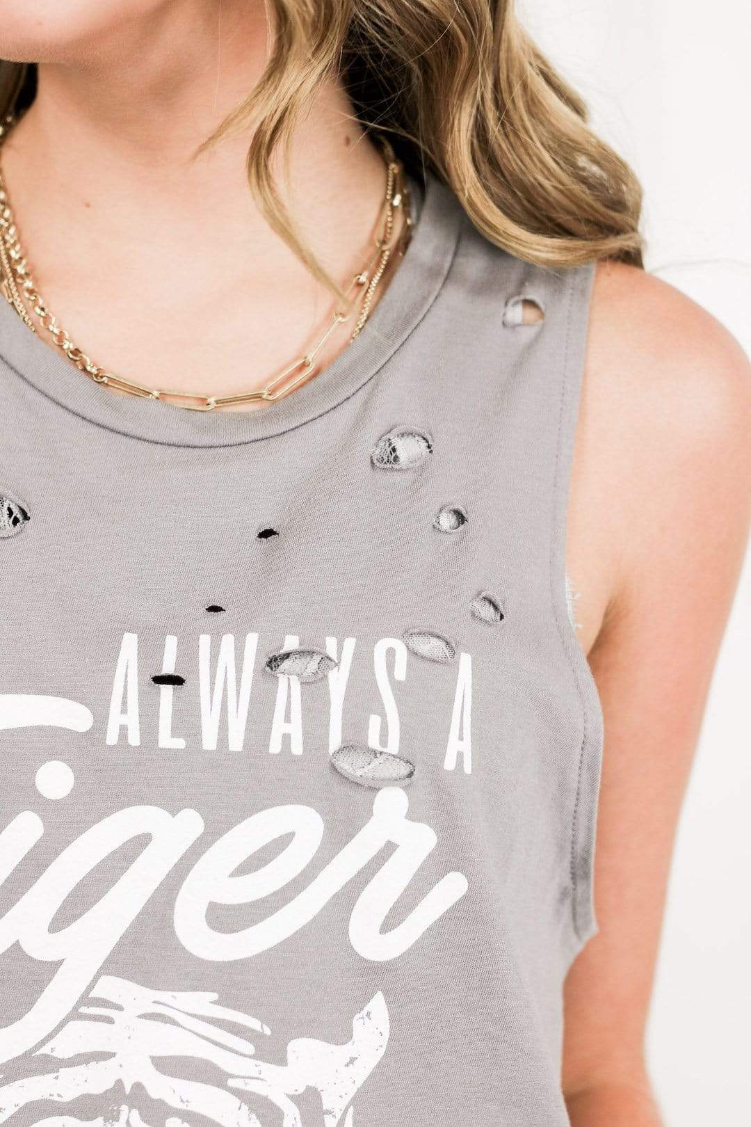 Always A Tiger Grey Graphic Tank - Select Trends Boutique