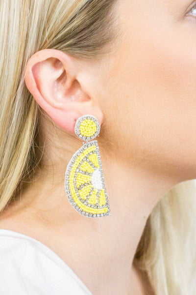 Beaded Lemon Slice Earrings - Select Trends Boutique