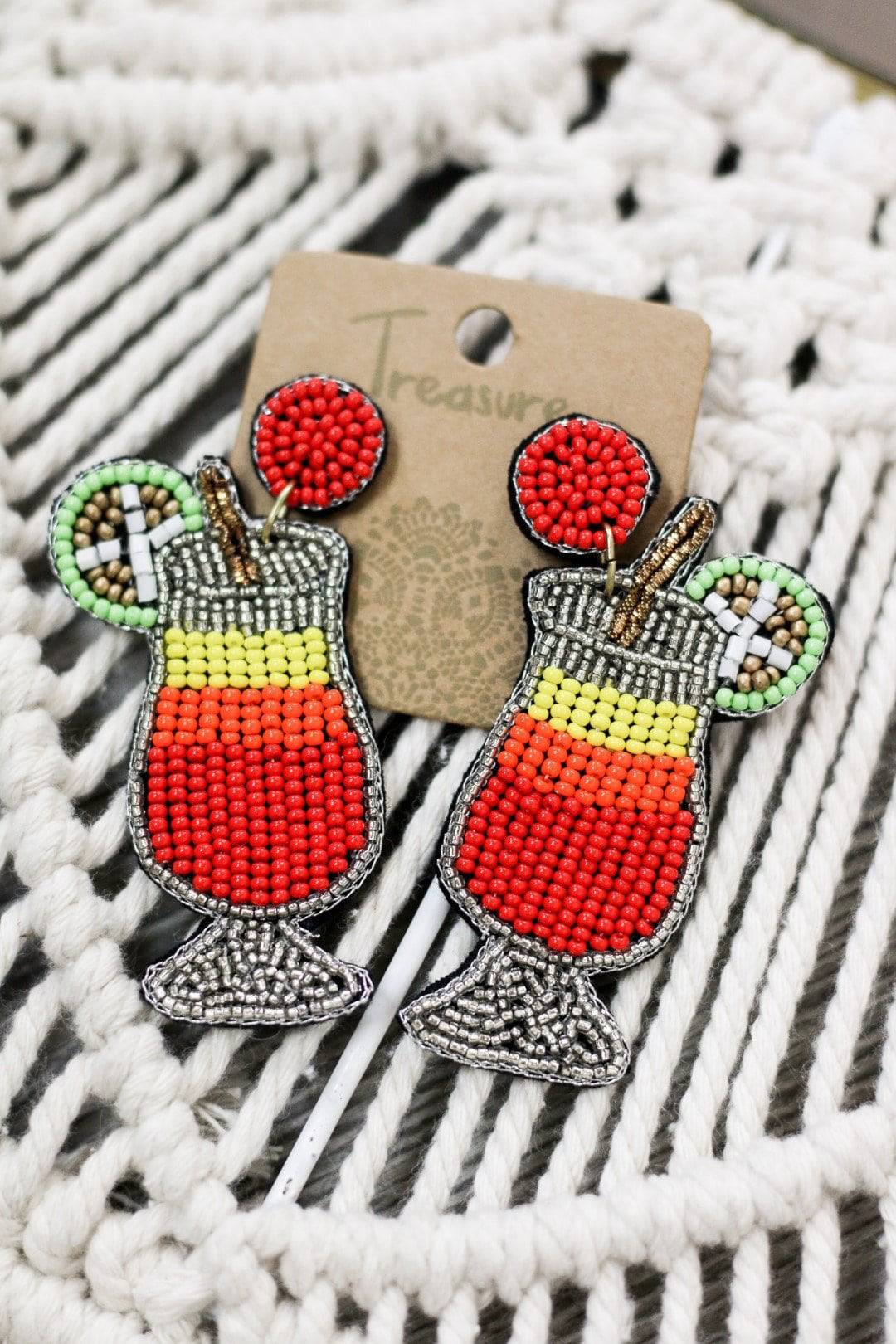Beaded Red Fruity Drink Earrings - Select Trends Boutique