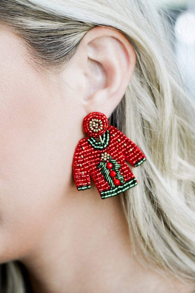 Beaded Ugly-Sweater Earrings - Select Trends Boutique