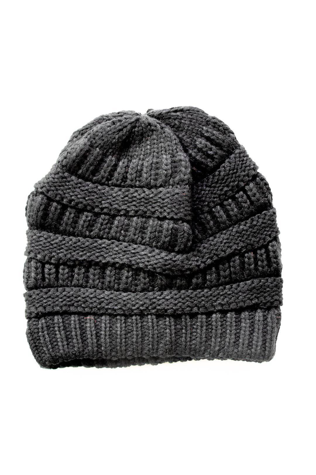 Black Ribbed Knit Bennie Cap - Select Trends Boutique