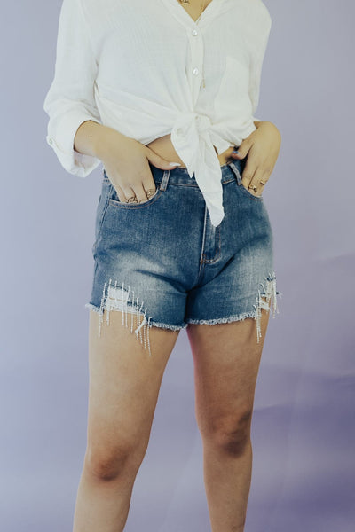 Bring The Bling Denim Shorts - Select Trends Boutique
