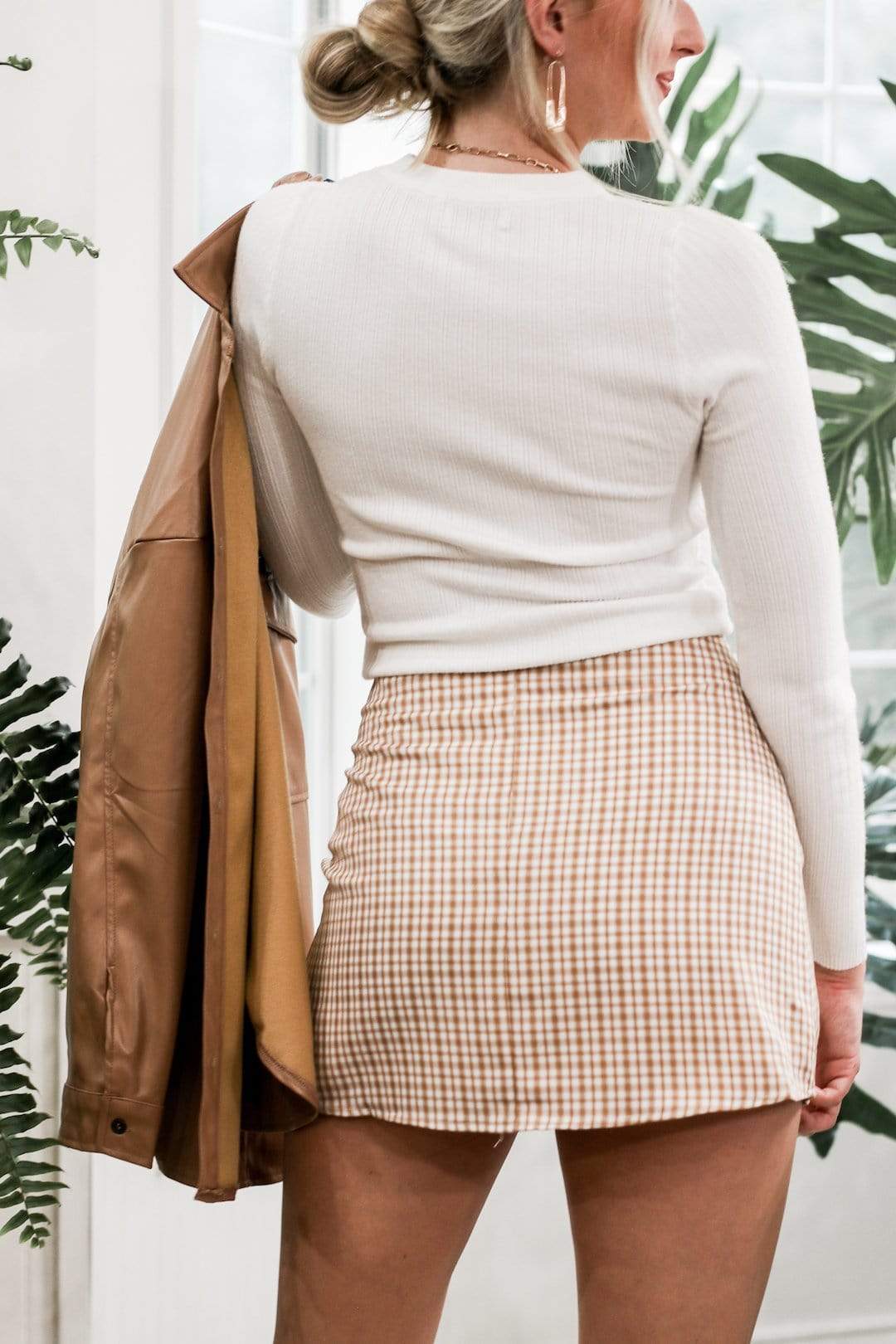 Camel Plaid Mini Skirt - Select Trends Boutique