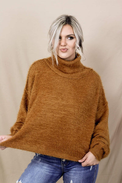 Camel Turtleneck Sweater - Select Trends Boutique