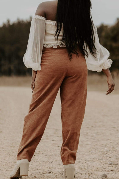 Camel Walk It Out Trousers - Select Trends Boutique