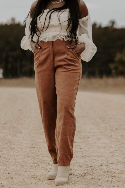 Camel Walk It Out Trousers - Select Trends Boutique