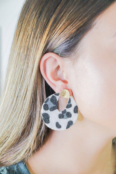 Circle Shag Leopard Earrings - Select Trends Boutique