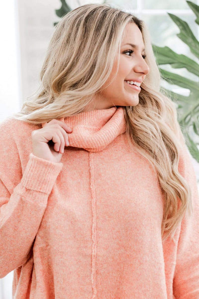 Coral Turtle Neck Sweater - Select Trends Boutique