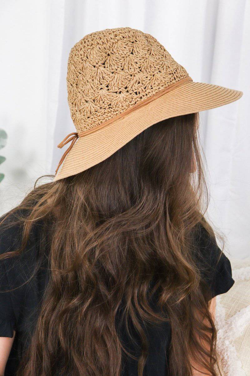 Dark Sand Crochet Straw Hat - Select Trends Boutique