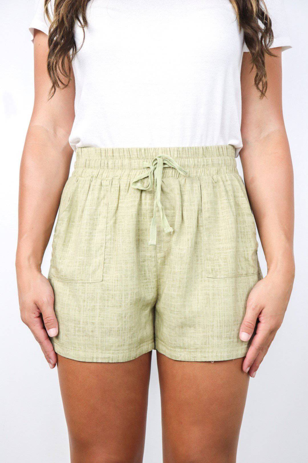 Drawstring Shorts with Pockets - Olive Khaki - Select Trends Boutique