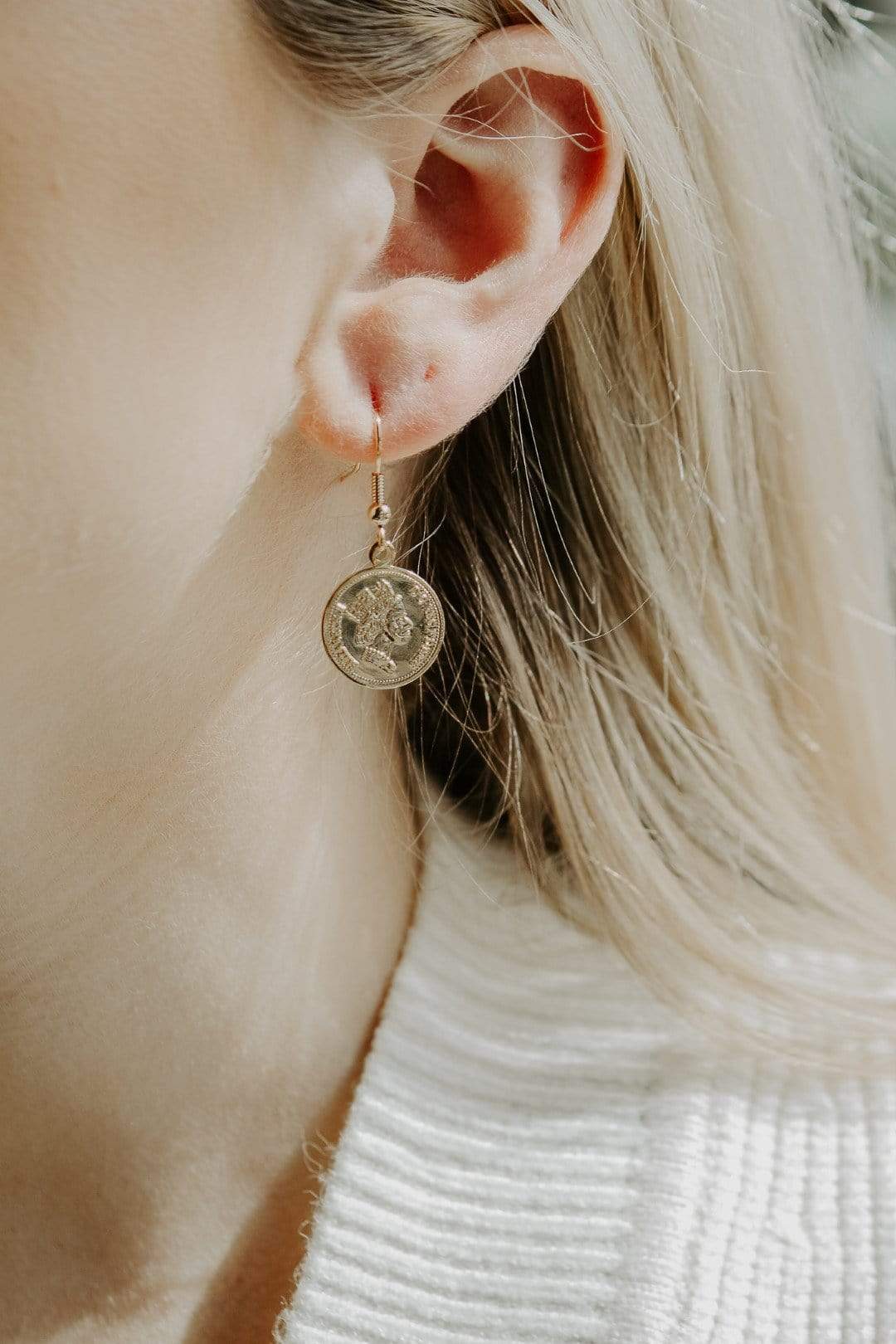 Gold Coin Dainty Earrings - Select Trends Boutique