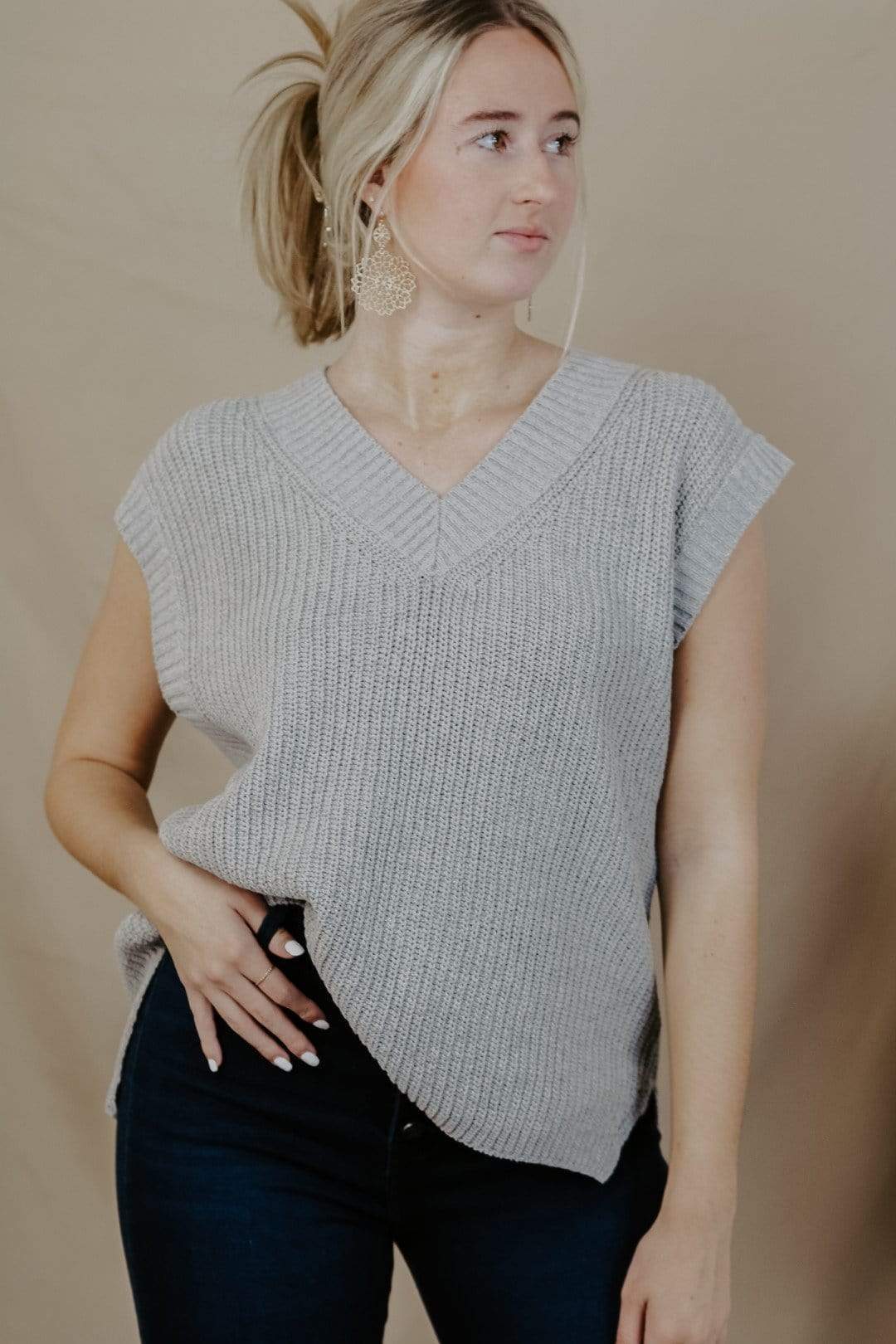 Grey Let's Go Sweater Vest - Select Trends Boutique