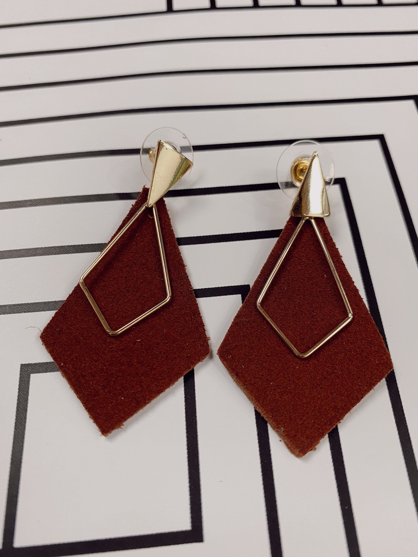 Brown/Gold Kite Drop Earrings