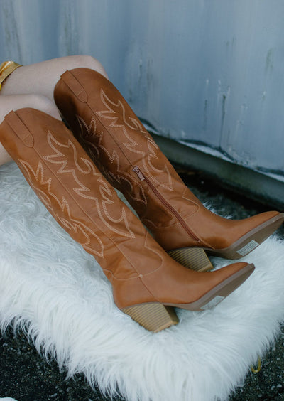 Camel Knee High Cowgirl Boots