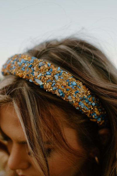 Blue/Gold Crystal Headband