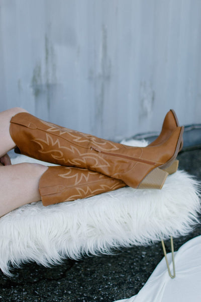 Camel Knee High Cowgirl Boots