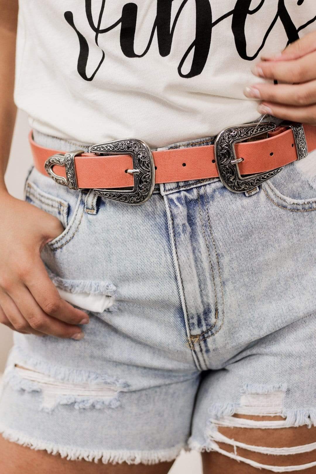 Light Rust Leather Western Belt - Select Trends Boutique