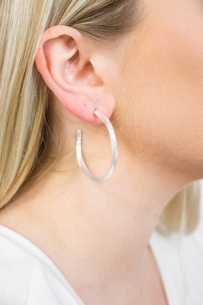 Matte Silver Twist Hoop Earrings - Select Trends Boutique