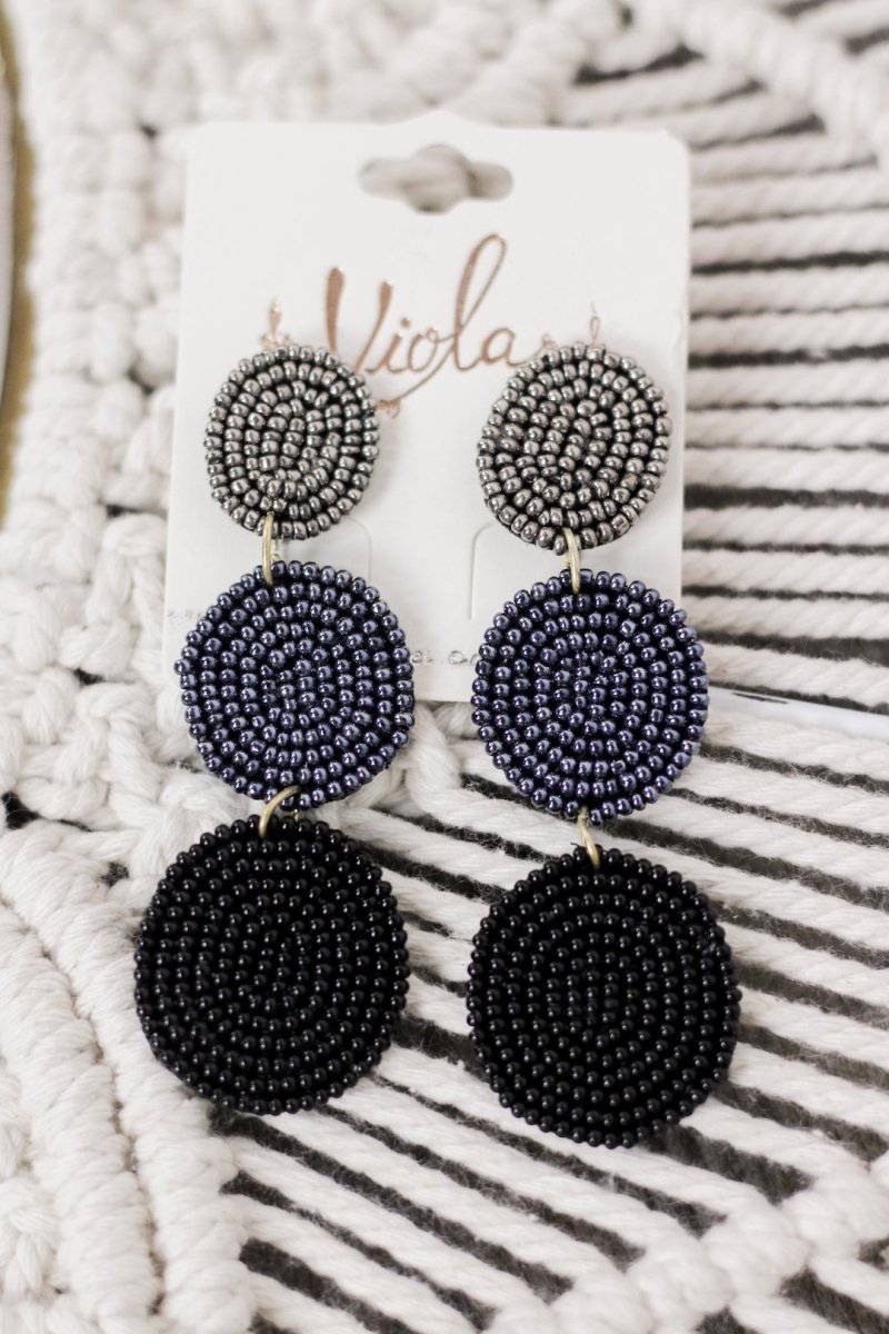 Navy Beaded Layer Earrings - Select Trends Boutique