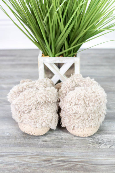 Taupe Cozy Faux Fur Slippers - Select Trends Boutique