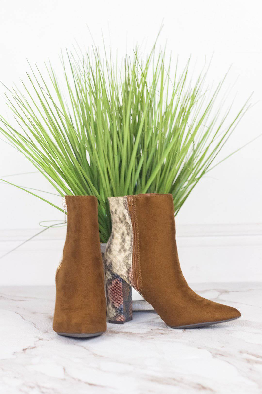 Tobacco and Snake Two tone Bootie - Select Trends Boutique