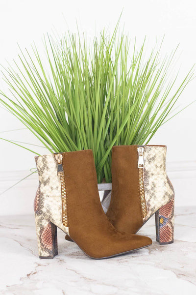 Tobacco and Snake Two tone Bootie - Select Trends Boutique