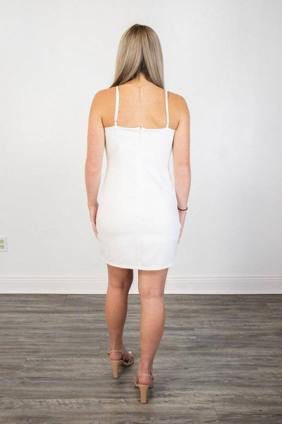 White Cami Mini Dress with Side Slit - Select Trends Boutique