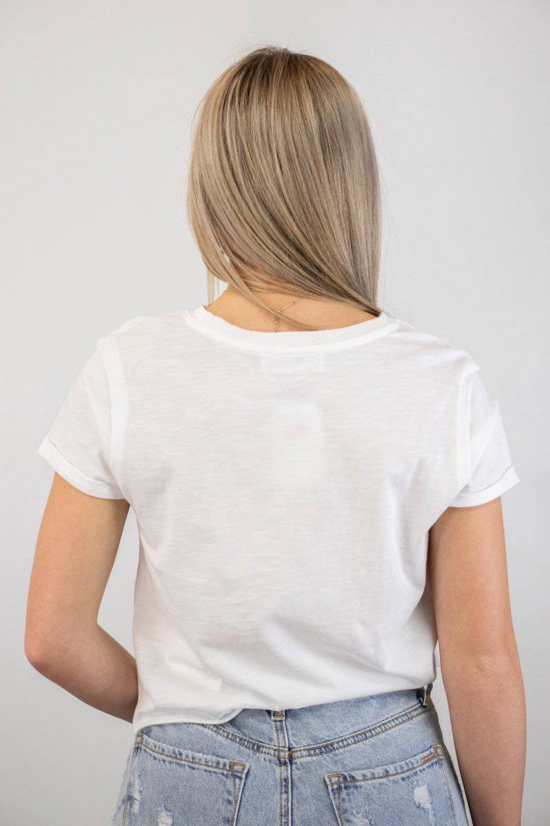 White Crew Neck Crop Tee - Select Trends Boutique