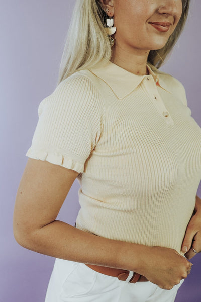 Yellow Cream Soda Collared Top - Select Trends Boutique