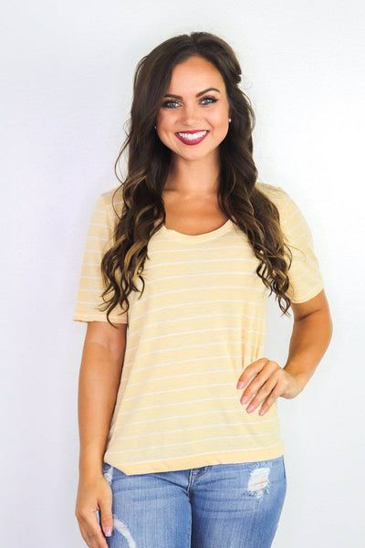 Yellow & Cream Striped Top - Select Trends Boutique