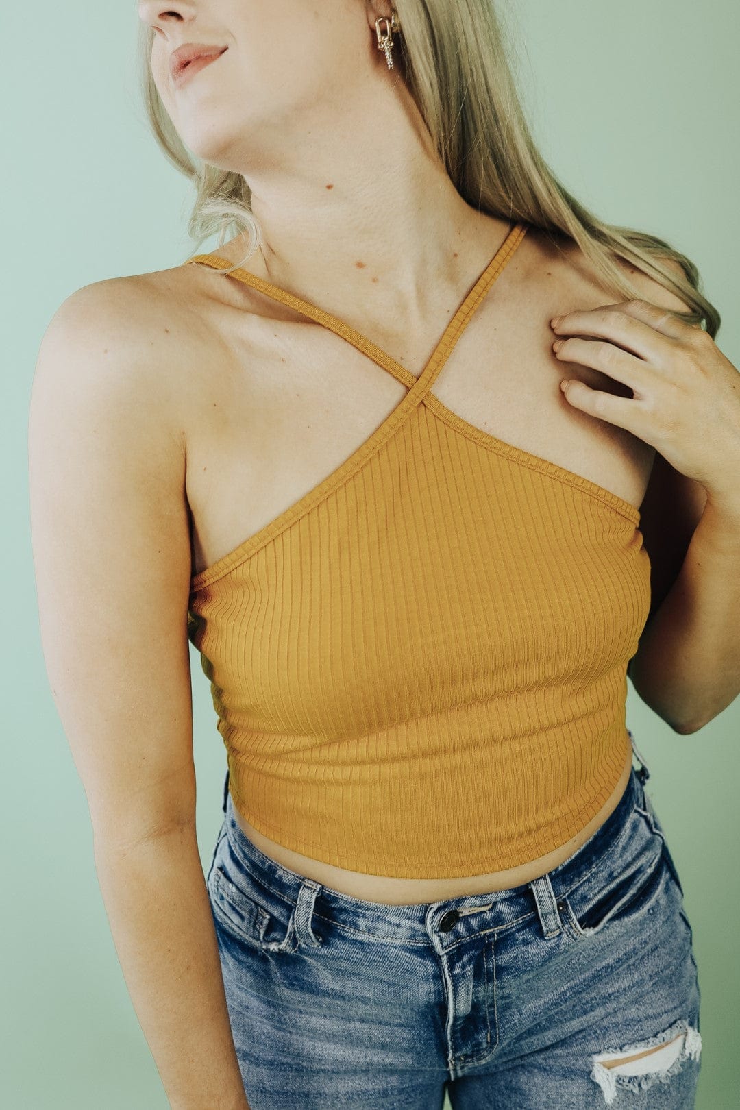 Yellow Wannabe Cross Neck Cami - Select Trends Boutique